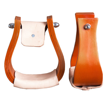 Hilason Western Wooden Offset Horse Saddle Stirrups Pair W/ 5 " Width Large